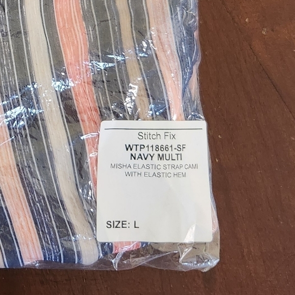 Nine Britton Misha Elastic Strap Cropped Striped Cami Elastic Hem Size L… - Picture 10 of 12